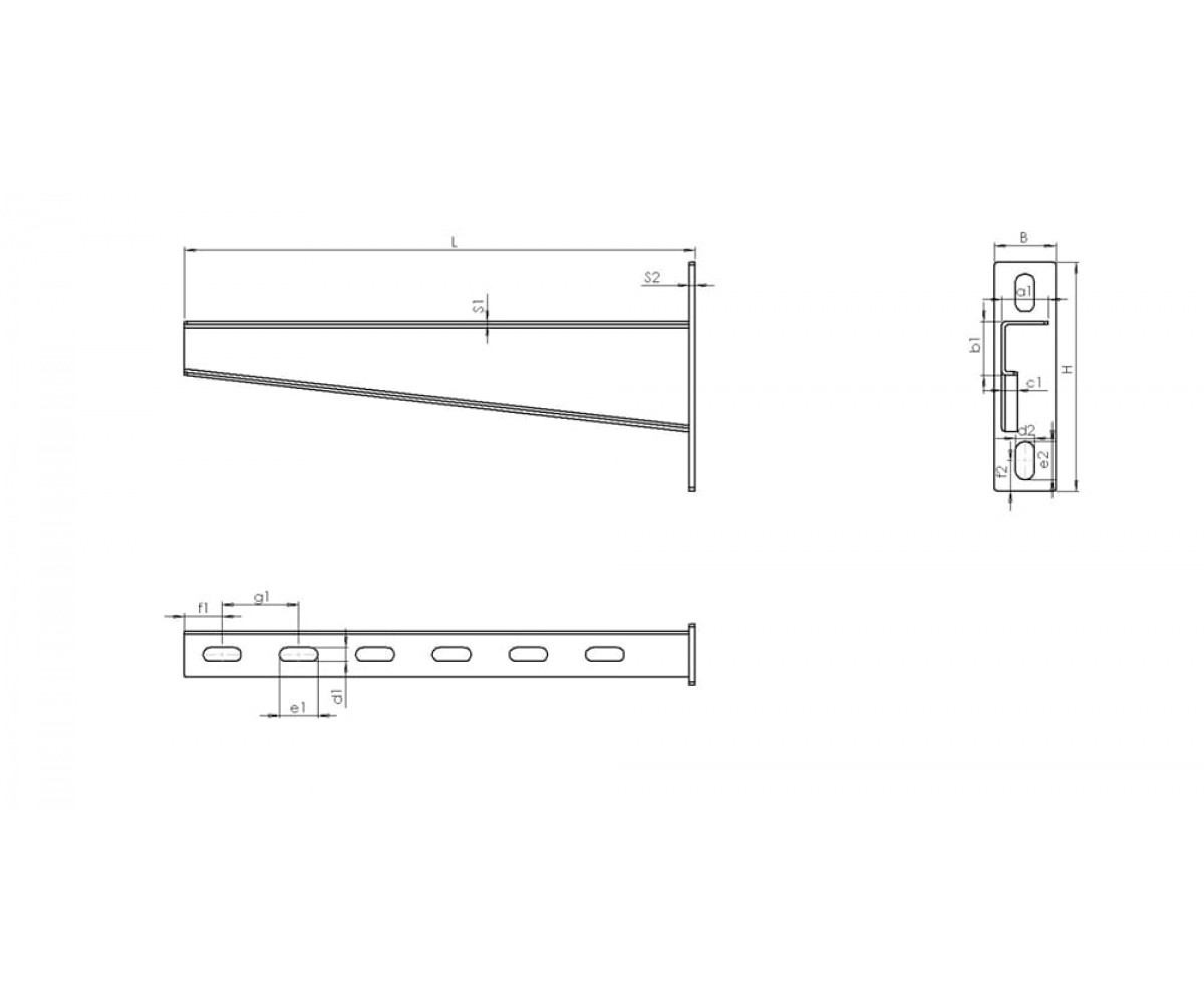 Настенный кронштейн усиленный высокой нагрузки 330мм S=2,5 мм основание (150х40х6,0) горячеоцинкованный НКУгц(вн)-300