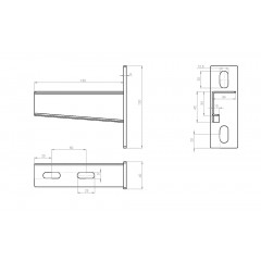 Настенный кронштейн усиленный средней нагрузки 130мм S=2,0мм основание (120х40х4,0) холоднокатаный НКУхк(сн)-100