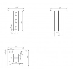 Опора двойная вертикальная 150мм (56х40х2,5) основание (150х120х6,0) ОВ3(вн) 150 оцинкованная