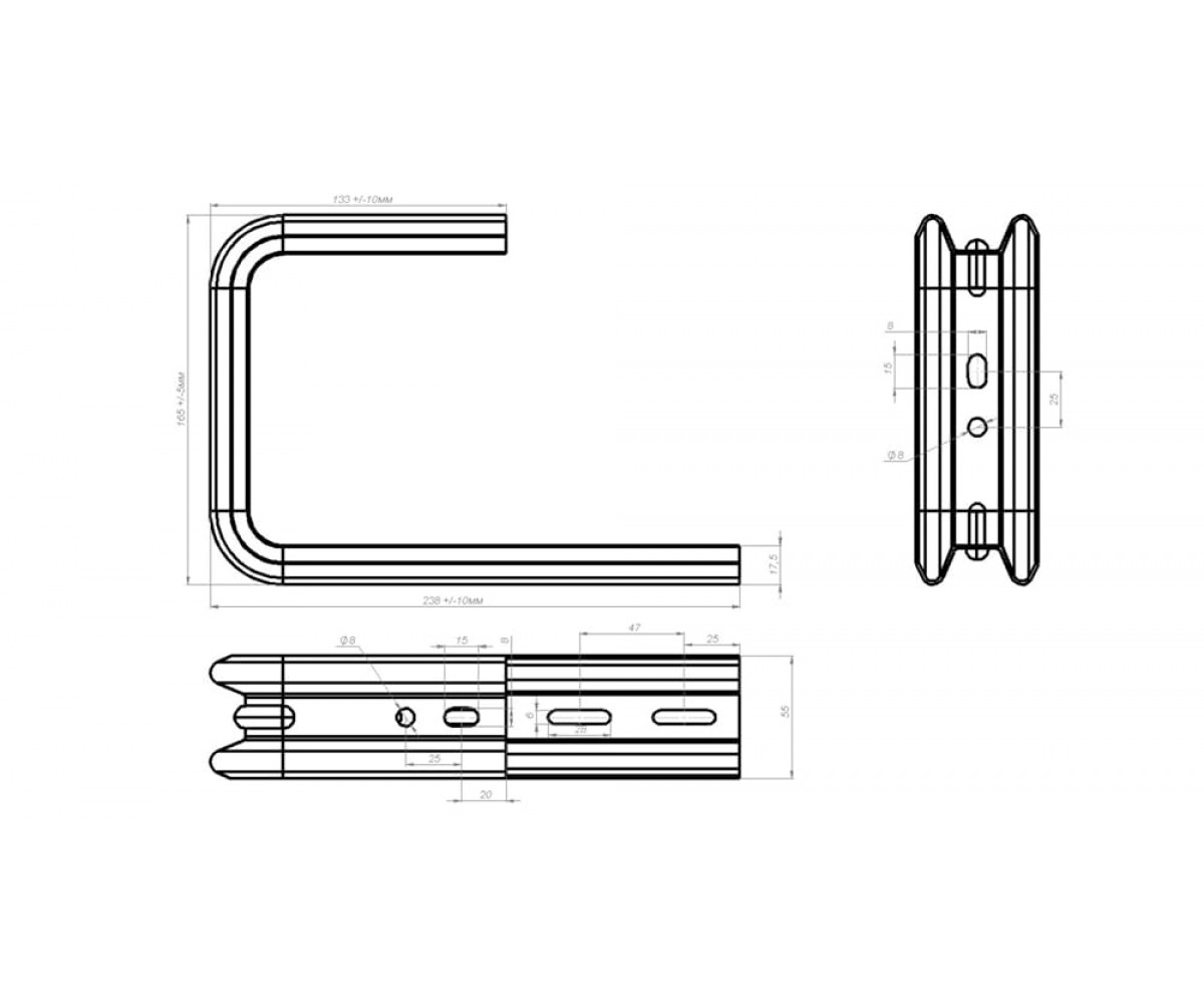 Потолочный С-подвес Омега профиль нержавеющая сталь 230мм S=2,0мм ОП-Сн(сн)-200 AISI 304