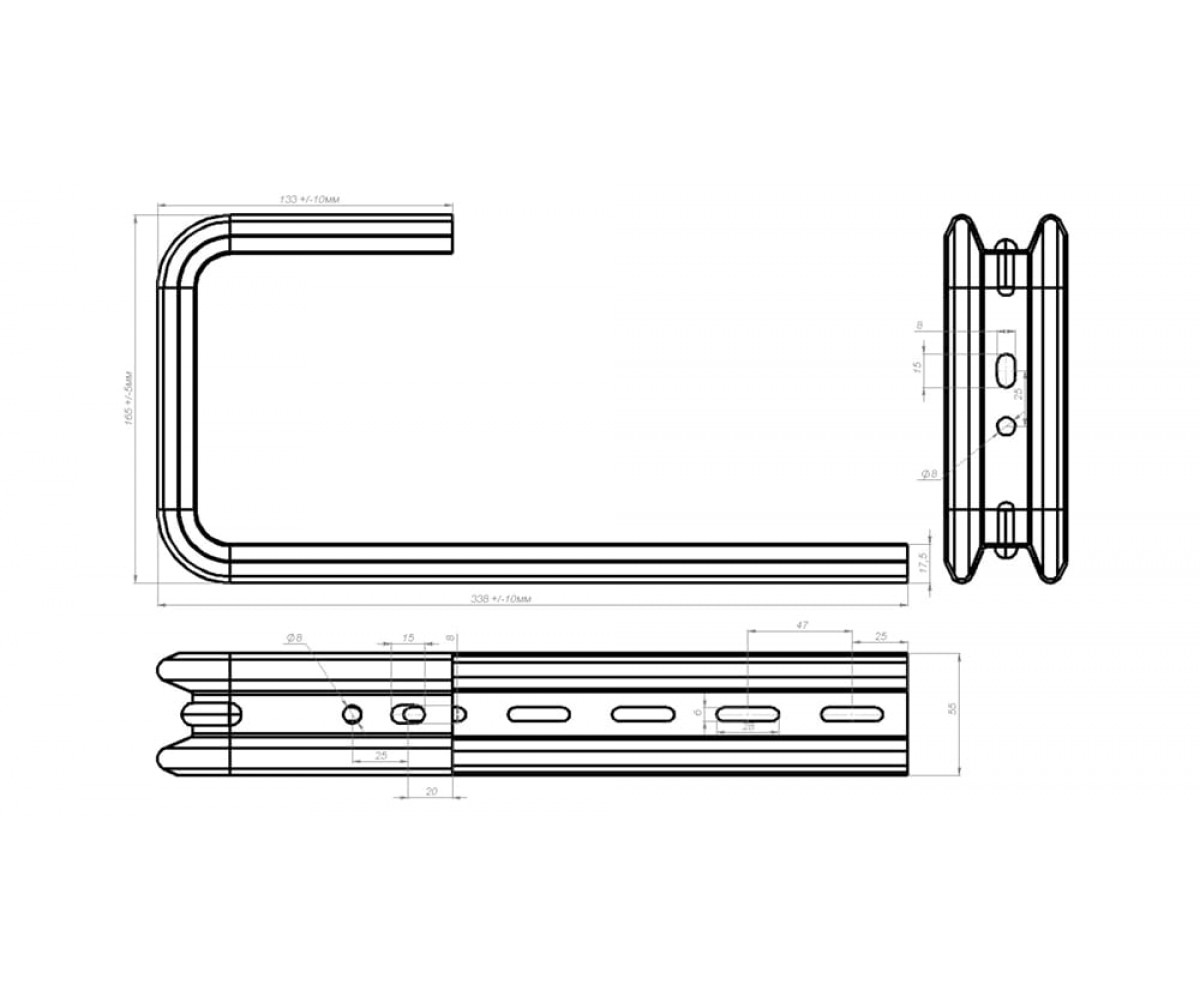 Потолочный С-подвес Омега профиль нержавеющая сталь 340мм S=1,5мм ОП-Сн(мн)-300 AISI 304