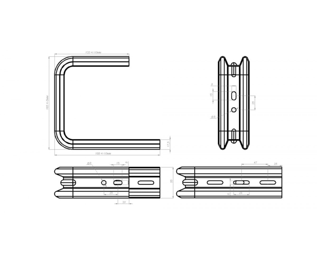 Потолочный С-подвес Омега профиль нержавеющая сталь 190мм S=2,0мм ОП-Сн(сн)-150 AISI 304
