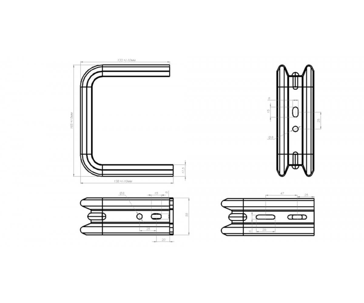 Потолочный С-подвес Омега профиль нержавеющая сталь 140мм S=2,0мм ОП-Сн(сн)-100 AISI 304