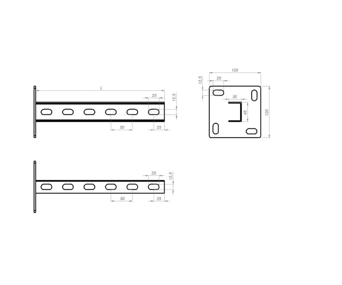 Консоль вертикальная (45х30х2,0) основание (120х120х4) 1300мм КВ8хк(сн)-1300 холоднокатаная
