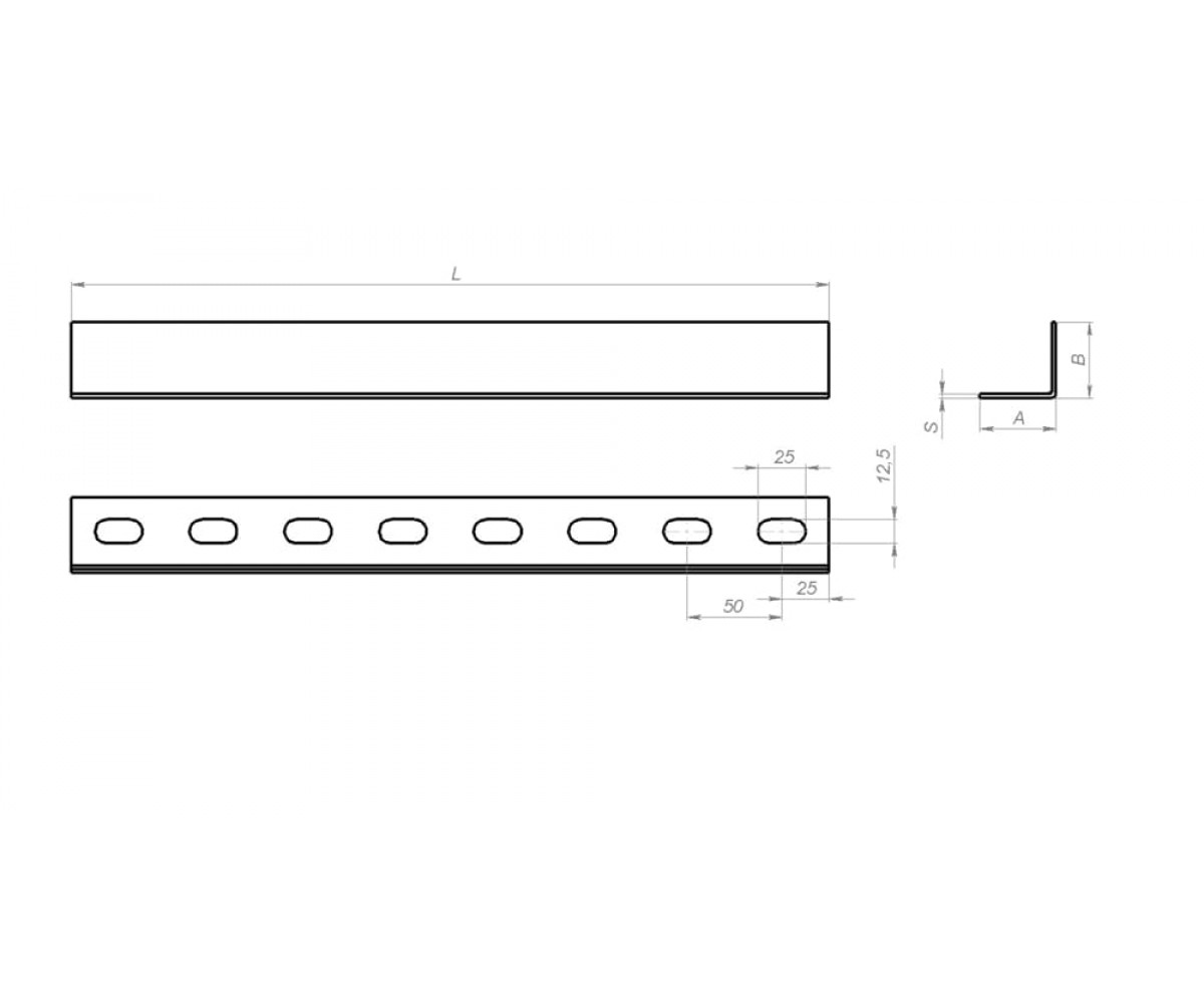 Профиль перфорированный по одной стороне L - образный ПЛ-L1-30х30-1,5-2000