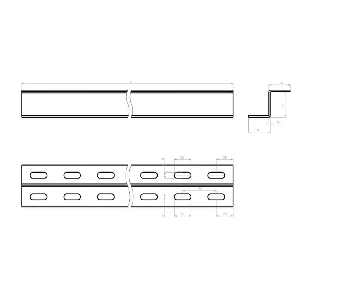 Профиль перфорированный Z-образный электрооцинкованный (к241) ПЛ-Zэц-32х32х32-2,0-3000