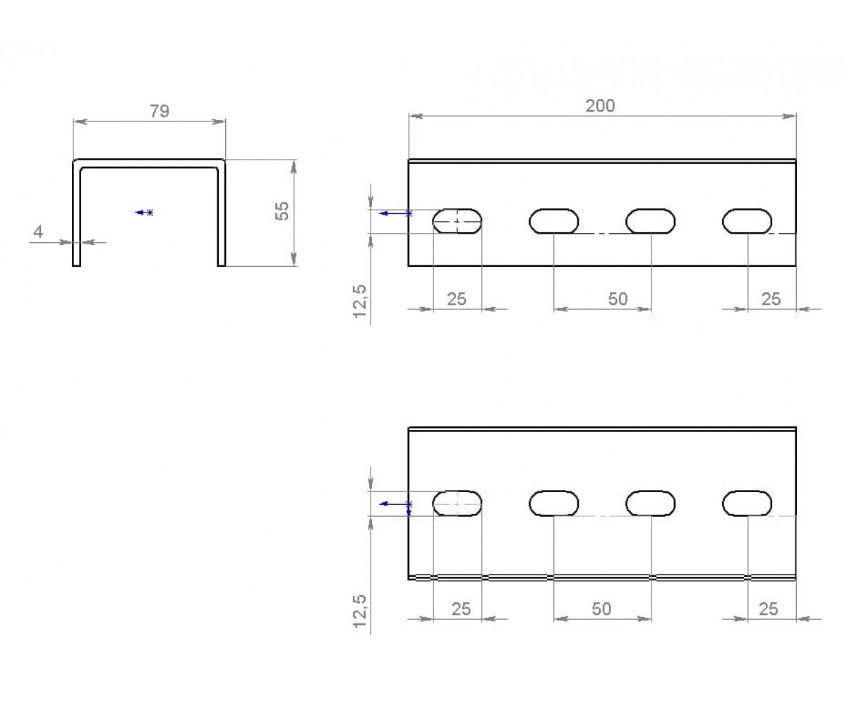 Соединитель швеллера для профиля 70х50 СШВ70эц (79х54х4,0) электрохимическое цинкование