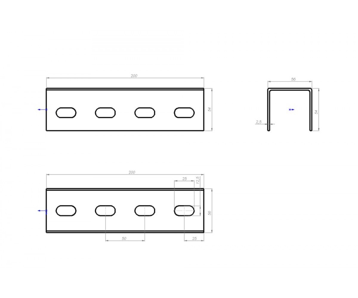 Соединитель швеллера для профиля 50х50 СШВ50эц (57х54х2,5) электрохимическое цинкование
