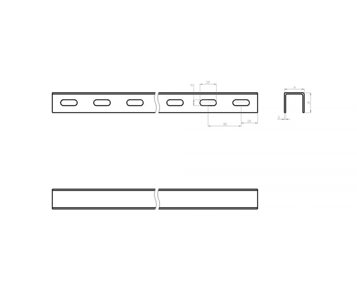 Швеллер перфорированный по двум сторонам холоднокатаный ПШВ2хк-30х30-2,0-2000