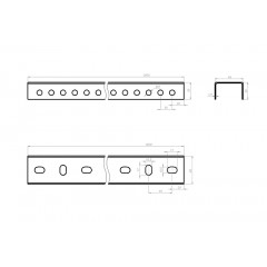 Швеллер перфорированный по трем сторонам (основ, 17х10,5-40, борт 8,5-20) ПСЛ-48х29-1,5-900