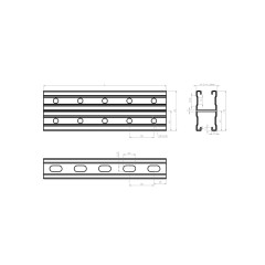 Страт-профиль двойной (траверса) усиленный ребрами жесткости с зубчатой накаткой нержавеющая сталь СП2н-41х41-2,0-3750 AISI 304