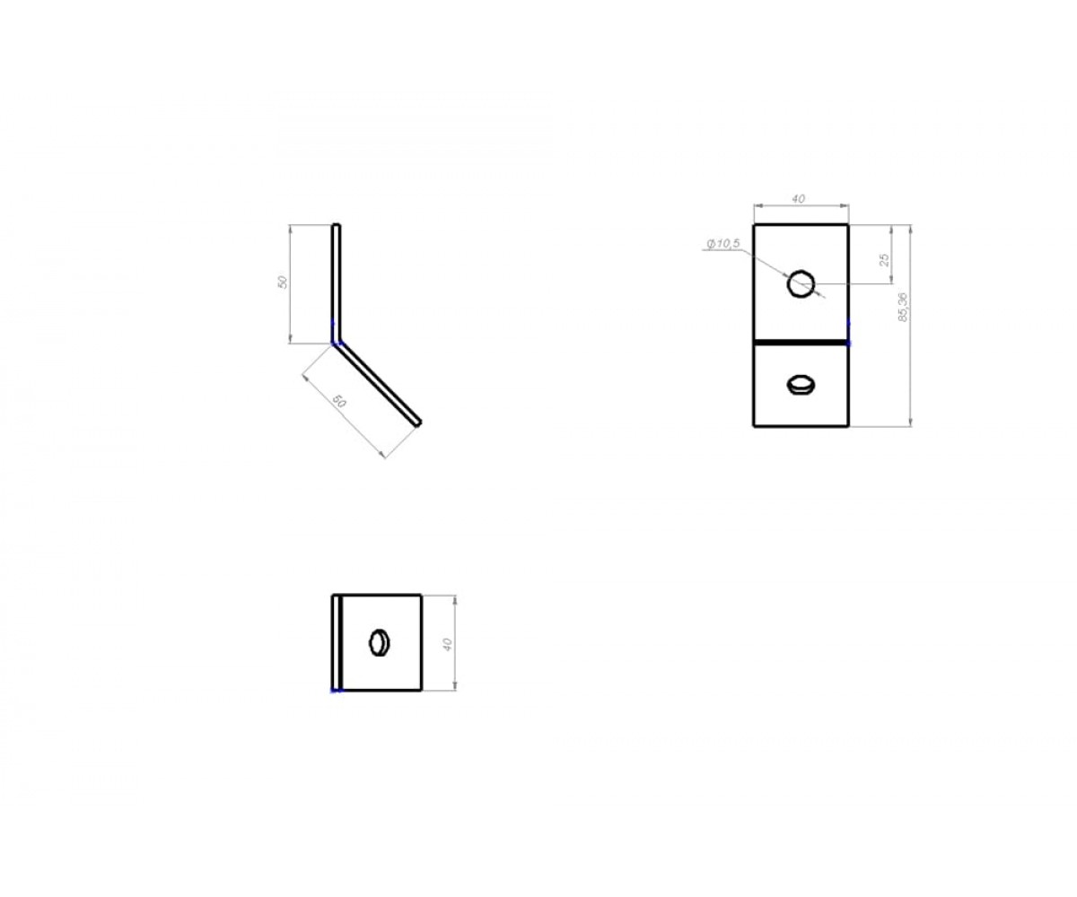 Пластина монтажная L-образная 1+1 отверстия 135 град, ПМ MSA614(1+1)
