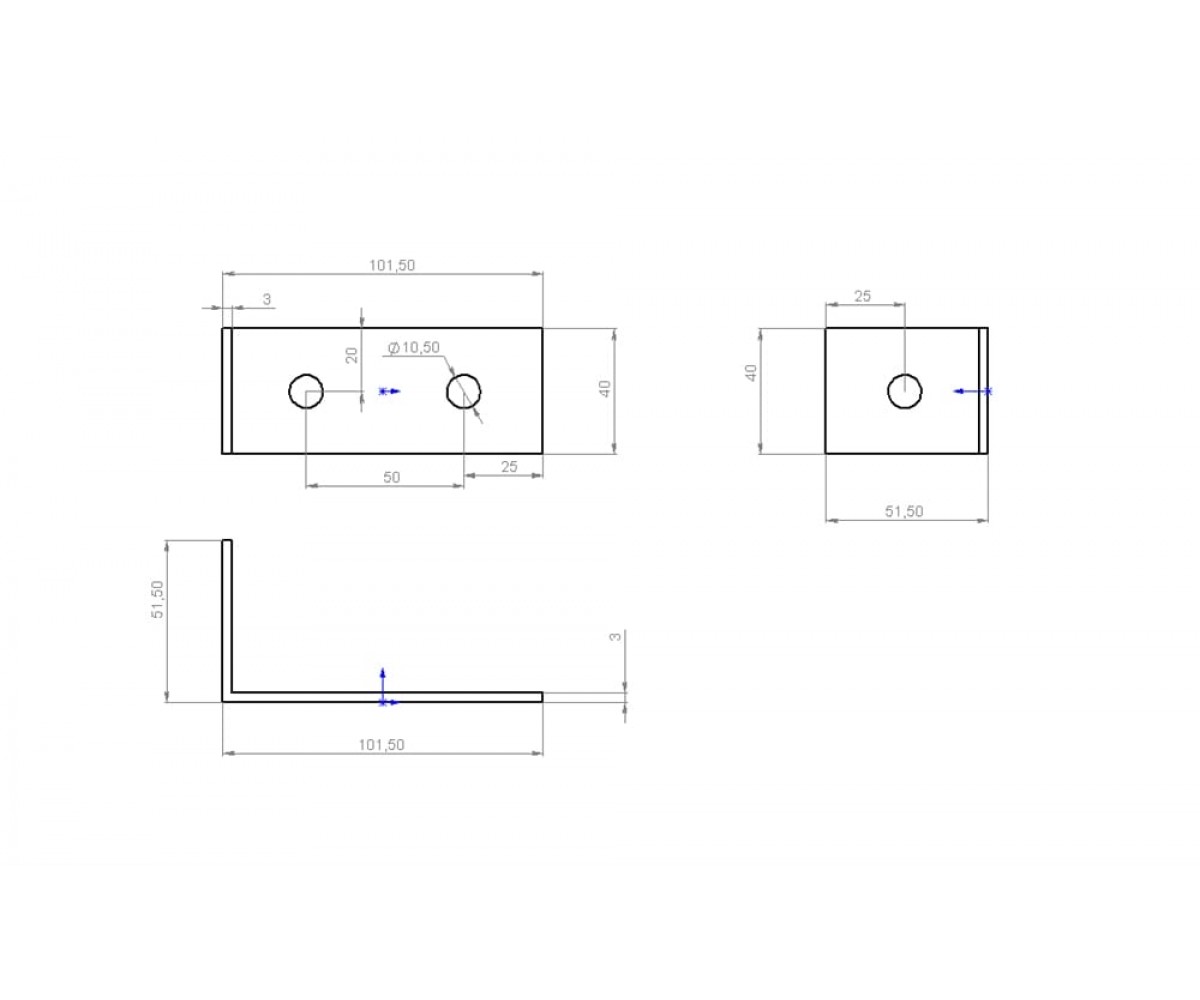 Пластина монтажная L-образная 1+2 отверствия ПМ MSA604