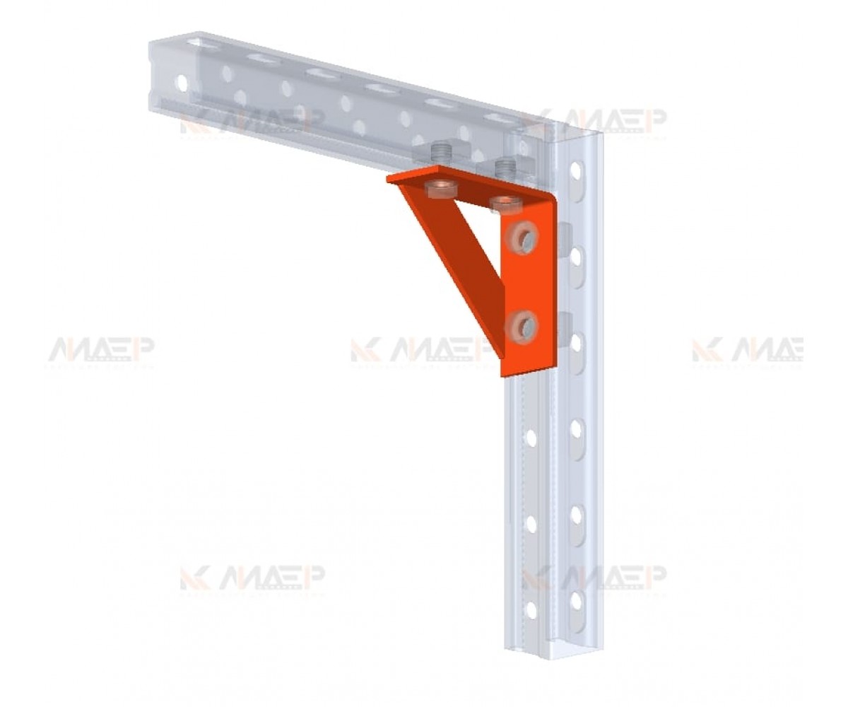 Пластина для монтажа страт профиля усиленная, 2+2 отверствия, 100х100х4мм, горячеоцинкованная, ПМгц MPB610у
