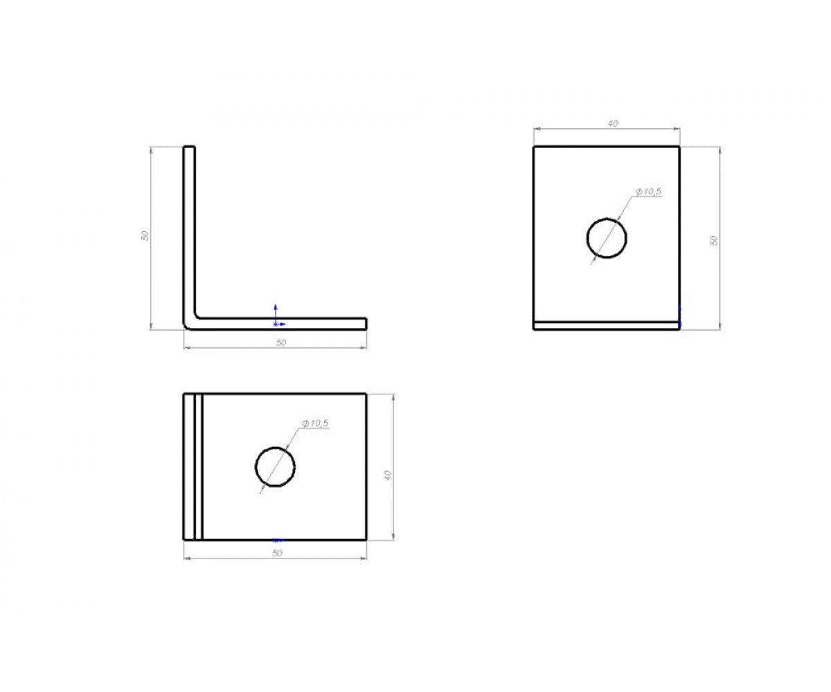 Пластина монтажная L-образная 1+1 отверствия ПМухк MSA600(4,0мм)