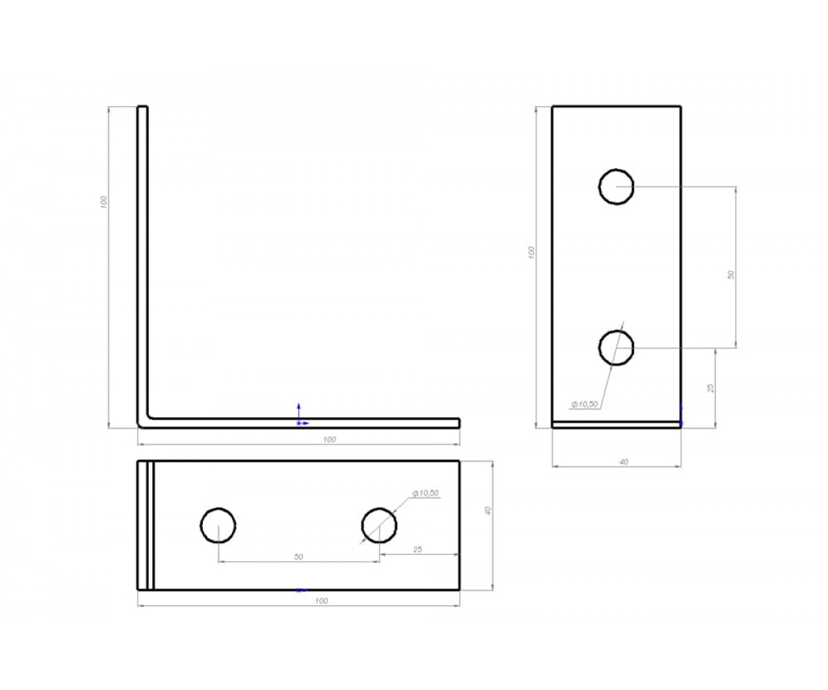Пластина монтажная L-образная (6мм) 2+2 отверствия электрохимическое цинкование ПМэц MSA605 (S-6,0)