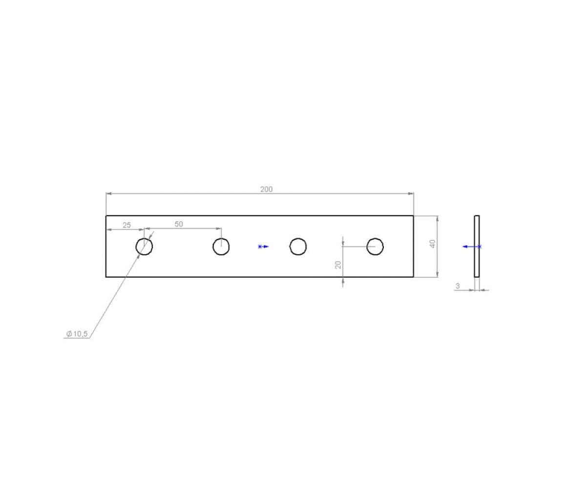 Пластина монтажная 4 отверствия горячеоцинкованная (4,0мм) ПМгц MSF504