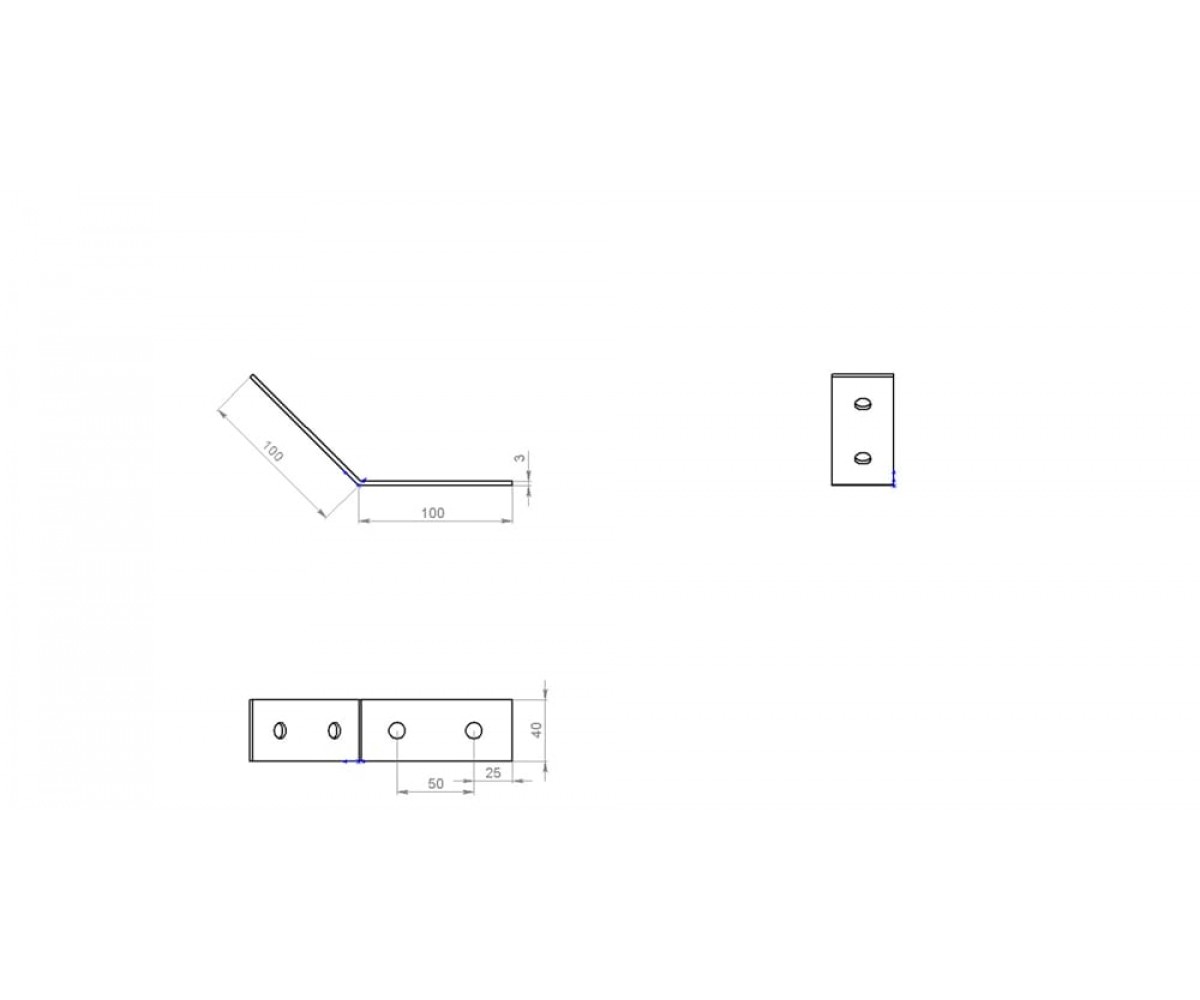 Пластина монтажная L-образная 2+2 отверстия 135 град, ПМ MSA614(2+2)