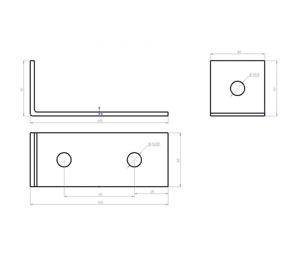 Пластина монтажная L-образная 2+1 отверствия ПМ MSA602