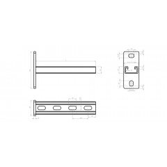 Настенный кронштейн "Strut" (41х21х1,5) основание (120х50х6) 900мм НКС1(мн)-900