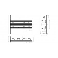 Настенный кронштейн усиленный двойной "Strut" (41х41х1,5) основание (180х50х6) 500мм нержавеющая сталь НКУС2н(мн)-500 AISI-304